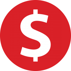 dollar currency symbol in red circle