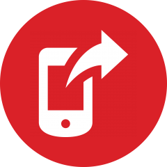 mobile device red and white icon